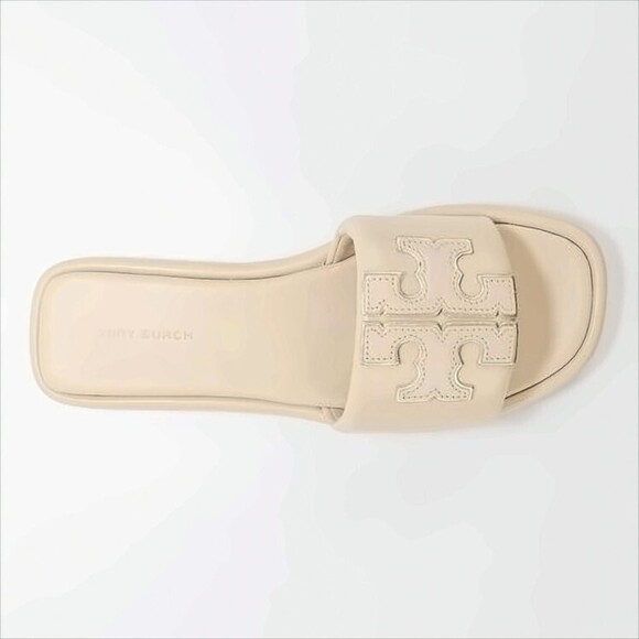 Tory Burch Minimalist Leather Slide Sandals With Stitched Logo - NWT - Picture 4 of 4